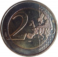 reverse of 2 Euro - Albert II - Louis Braille (2009) coin with KM# 288 from Belgium. Inscription: 2 EURO LL