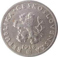 obverse of 20 Haléřů (1921 - 1938) coin with KM# 1 from Czechoslovakia. Inscription: REPUBLIKA+ČESKOSLOVENSKÁ 1925