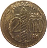 obverse of 2000 Réis - 24-sided planchet (1937 - 1938) coin with KM# 548 from Brazil. Inscription: BRASIL 1938 2000 W RS