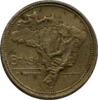 obverse of 1 Cruzeiro (1942 - 1956) coin with KM# 558 from Brazil. Inscription: BRASIL