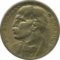 obverse of 20 Centavos (1948 - 1956) coin with KM# 562 from Brazil. Inscription: · RUI BARBOSA · * BRASIL ·