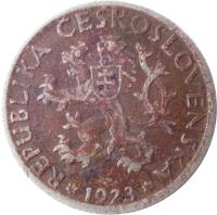 Czechoslovakia coin 1 Koruna (1922 - 1938) obverse obverse of 1 Koruna (1922 - 1938) coin with KM# 4 from Czechoslovakia. Inscription: REPUBLIKA ČESKOSLOVENSKÁ *1922*