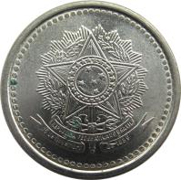 obverse of 100 Cruzeiros (1985 - 1986) coin with KM# 595 from Brazil.