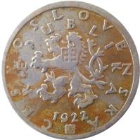 Czechoslovakia coin 50 Haléřů (1921 - 1931) obverse obverse of 50 Haléřů (1921 - 1931) coin with KM# 2 from Czechoslovakia. Inscription: REPUBLIKA ČESKOSLOVENSKÁ 1926