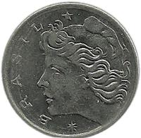 obverse of 2 Centavos (1967 - 1975) coin with KM# 576 from Brazil. Inscription: *BRASIL*