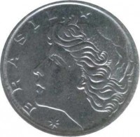 obverse of 1 Centavo (1967 - 1975) coin with KM# 575 from Brazil. Inscription: * BRASIL *