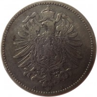 Germany coin 1 Mark - Wilhelm I - Small eagle (1873 - 1887) obverse obverse of 1 Mark - Wilhelm I - Small eagle (1873 - 1887) coin with KM# 7 from Germany. Inscription: A A