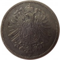 obverse of 1 Mark - Wilhelm I - Small eagle (1873 - 1887) coin with KM# 7 from Germany. Inscription: A A