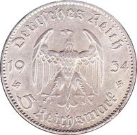 Germany coin 5 Reichsmark - Potsdam Garrison Church (1934 - 1935) obverse obverse of 5 Reichsmark - Potsdam Garrison Church (1934 - 1935) coin with KM# 83 from Germany. Inscription: Deutsches Reich 1935 5 Reichsmark