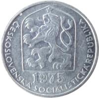 obverse of 10 Haléřů (1974 - 1990) coin with KM# 80 from Czechoslovakia. Inscription: CESKOSLOVENSKA SOCIALISTICKA REPUBLIKA 1983