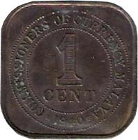 Malaya coin 1 Cent - George VI - Larger (1939 - 1941) reverse reverse of 1 Cent - George VI - Larger (1939 - 1941) coin with KM# 2 from Malaya. Inscription: COMMISSIONERS OF CURRENCY MALAYA 1 CENT 1939