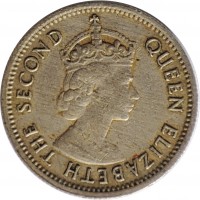 Malaya and British Borneo coin 5 Cents - Elizabeth II - 1'st Portrait (1953 - 1961) obverse obverse of 5 Cents - Elizabeth II - 1'st Portrait (1953 - 1961) coin with KM# 1 from Malaya and British Borneo. Inscription: QUEEN ELIZABETH THE SECOND