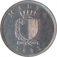 Malta coin 25 Cents (1991 - 2007) obverse obverse of 25 Cents (1991 - 2007) coin with KM# 97 from Malta. Inscription: MALTA REPUBLIKA TA'MALTA 1993
