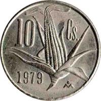 Mexico coin 10 Centavos (1974 - 1980) reverse reverse of 10 Centavos (1974 - 1980) coin with KM# 434 from Mexico. Inscription: 10 CS. 1979