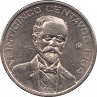 Mexico coin 25 Centavos (1964 - 1966) reverse reverse of 25 Centavos (1964 - 1966) coin with KM# 444 from Mexico. Inscription: VEINTICINCO CENTAVOS 1964