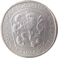 obverse of 3 Koruny (1965 - 1969) coin with KM# 57 from Czechoslovakia. Inscription: ČESKOSLOVENSKÁ SOCIALISTICKÁ REPUBLIKA 1965