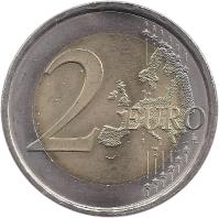 reverse of 2 Euro - Juan Carlos I - 2'nd Map; 1'st Type (2007 - 2009) coin with KM# 1074 from Spain. Inscription: 2 EURO LL