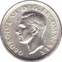United Kingdom coin 6 Pence - George VI (1937 - 1946) obverse obverse of 6 Pence - George VI (1937 - 1946) coin with KM# 852 from United Kingdom. Inscription: GEORGIVS VI D:G:BR:OMN:REX