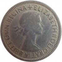 United Kingdom coin 2 Shillings - Elizabeth II - With BRITT:OMN; 1'st Portrait (1953) obverse obverse of 2 Shillings - Elizabeth II - With BRITT:OMN; 1'st Portrait (1953) coin with KM# 892 from United Kingdom. Inscription: + ELIZABETH II DEI GRATIA BRITT:OMN:REGINA