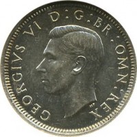 obverse of 1 Shilling - George VI - Scottish crest; With IND:IMP (1937 - 1946) coin with KM# 854 from United Kingdom. Inscription: GEORGIVS VI D:G:BR:OMN:REX