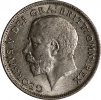 United Kingdom coin 6 Pence - George V (1920 - 1926) obverse obverse of 6 Pence - George V (1920 - 1926) coin with KM# 815a from United Kingdom. Inscription: GEORGIVS V DEI GRA:BRITT:OMN:REX