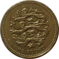 United Kingdom coin 1 Pound - Elizabeth II - Three Lions - 4'th Portrait (2002) reverse reverse of 1 Pound - Elizabeth II - Three Lions - 4'th Portrait (2002) coin with KM# 1030 from United Kingdom. Inscription: ONE POUND