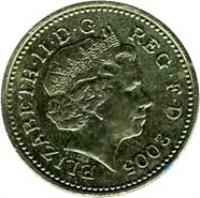 obverse of 1 Pound - Elizabeth II - Menai Bridge - 4'th Portrait (2005) coin with KM# 1051 from United Kingdom. Inscription: ELIZABETH · II · D · G REG · F · D · 2005 IRB