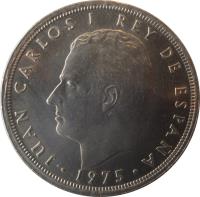 Spain coin 50 Pesetas - Juan Carlos I (1975) obverse obverse of 50 Pesetas - Juan Carlos I (1975) coin with KM# 809 from Spain. Inscription: JUAN CARLOS I REY DE ESPAÑA · 1975 ·