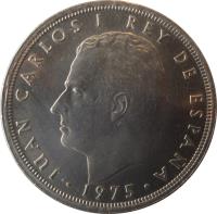 obverse of 50 Pesetas - Juan Carlos I (1975) coin with KM# 809 from Spain. Inscription: JUAN CARLOS I REY DE ESPAÑA · 1975 ·