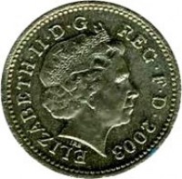 United Kingdom coin 1 Pound - Elizabeth II - Royal Arms - 4'th Portrait (1998 - 2008) obverse obverse of 1 Pound - Elizabeth II - Royal Arms - 4'th Portrait (1998 - 2008) coin with KM# 993 from United Kingdom. Inscription: ELIZABETH · II · D · G REG · F · D · 2003 IRB