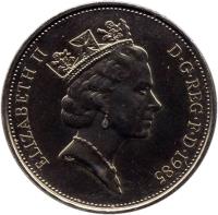 United Kingdom coin 10 Pence - Elizabeth II - Set Issue; 3'rd Portrait (1985 - 1992) obverse obverse of 10 Pence - Elizabeth II - Set Issue; 3'rd Portrait (1985 - 1992) coin with KM# 938 from United Kingdom. Inscription: ELIZABETH II D · G · REG · F · D · 1992 RDM