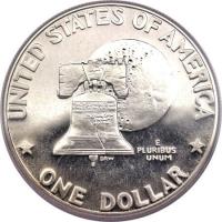 reverse of 1 Dollar - United States 200th Anniversary of Independence - Eisenhower Bicentennial Dollar (1976) coin with KM# 206 from United States. Inscription: UNITED STATES OF AMERICA E PLURIBUS UNUM ONE DOLLAR