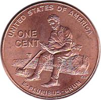 United States coin 1 Cent - Lincoln Bicentennial: Formative Years in Indiana - Lincoln Penny (2009) reverse reverse of 1 Cent - Lincoln Bicentennial: Formative Years in Indiana - Lincoln Penny (2009) coin with KM# 442 from United States. Inscription: UNITED STATES OF AMERICA ONE CENT E PLURIBUS UNUM