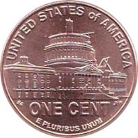 reverse of 1 Cent - Presidency in Washington, D.C. - Lincoln Penny (2009) coin with KM# 444 from United States. Inscription: UNITED STATES OF AMERICA E PLURIBUS UNUM ONE CENT