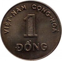 reverse of 1 Đồng (1964) coin with KM# 7 from Vietnam. Inscription: VIÊT-NAM CỌNG-HOÀ 1 ĐỒNG