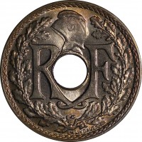 France coin 10 Centimes (1938 - 1939) obverse obverse of 10 Centimes (1938 - 1939) coin with KM# 889 from France. Inscription: R F EM LINDAUER
