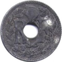 France coin 10 Centimes - MES underlined; Year without points (1941) obverse obverse of 10 Centimes - MES underlined; Year without points (1941) coin with KM# 896 from France. Inscription: R F EM LINDAUER