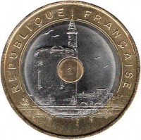 obverse of 20 Francs - Mediterranean Games (1993) coin with KM# 1016 from France. Inscription: REPUBLIQUE FRANÇAISE PONCE · BUQUOY