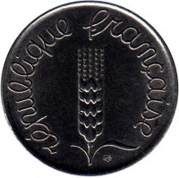 France coin 5 Centimes (1959 - 1964) obverse obverse of 5 Centimes (1959 - 1964) coin with KM# 927 from France. Inscription: république française