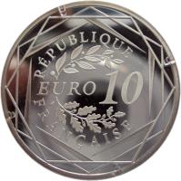 reverse of 10 Euro - Hercules (2012 - 2013) coin with KM# 2073 from France. Inscription: RÉPUBLIQUE FRANÇAISE EURO 10