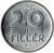 reverse of 20 Fillér (1990 - 1996) coin with KM# 676 from Hungary. Inscription: 20 FILLÉR BP.