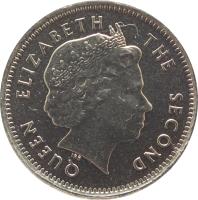 obverse of 5 Pence - Elizabeth II - 4'th Portrait (2004 - 2011) coin with KM# 132 from Falkland Islands. Inscription: QUEEN ELIZABETH THE SECOND