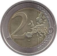 reverse of 2 Euro - Human Rights (2008) coin with KM# 301 from Italy. Inscription: 2 EURO LL