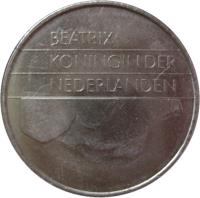 Netherlands coin 2 1/2 Gulden - Beatrix (1982 - 2001) obverse obverse of 2 1/2 Gulden - Beatrix (1982 - 2001) coin with KM# 206 from Netherlands. Inscription: BEATRIX KONINGIN DER NEDERLANDEN