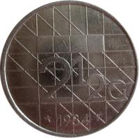 Netherlands coin 2 1/2 Gulden - Beatrix (1982 - 2001) reverse reverse of 2 1/2 Gulden - Beatrix (1982 - 2001) coin with KM# 206 from Netherlands. Inscription: 2 1/2 G 1983