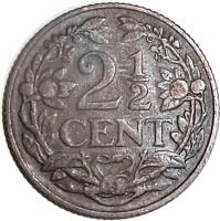 Netherlands coin 2 1/2 Cents - Wilhelmina (1912 - 1941) reverse reverse of 2 1/2 Cents - Wilhelmina (1912 - 1941) coin with KM# 150 from Netherlands. Inscription: 2 1/2 CENT