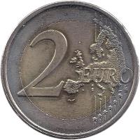 reverse of 2 Euro - Beatrix - 10 Years of EMU (2009) coin with KM# 281 from Netherlands. Inscription: 2 EURO LL
