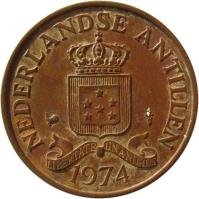 obverse of 2 1/2 Cents - Juliana (1970 - 1978) coin with KM# 9 from Netherlands Antilles. Inscription: NEDERLANDSE ANTILLEN 1971 LIBERTATE UNANIMUS