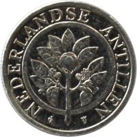 obverse of 5 Cents - Beatrix (1989 - 2014) coin with KM# 33 from Netherlands Antilles. Inscription: NEDERLANDSE ANTILLEN