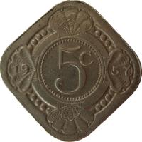 Netherlands Antilles coin 5 Cents - Juliana (1957 - 1970) reverse reverse of 5 Cents - Juliana (1957 - 1970) coin with KM# 6 from Netherlands Antilles. Inscription: 5c